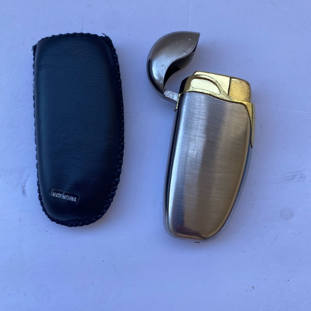 Silver and Gold Lighter with Black Case